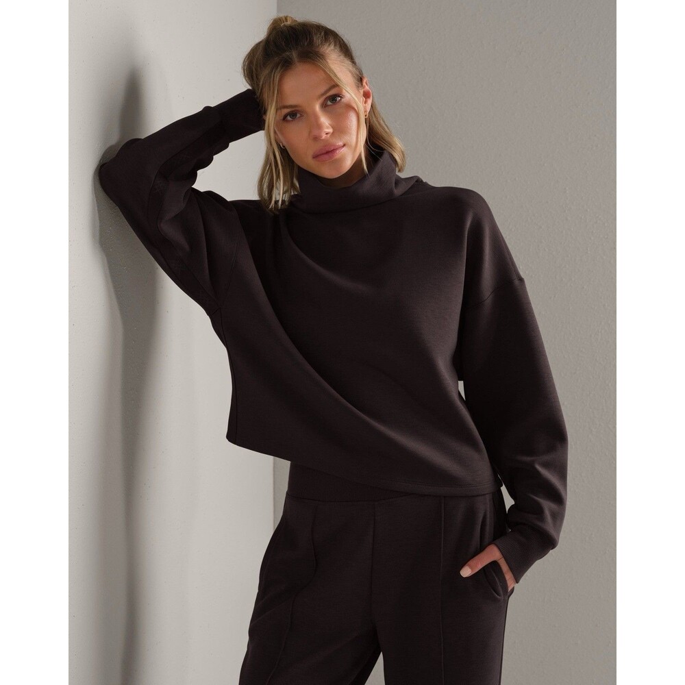 Rhône Dream Glow Brown Mock Neck L Sleeve Pullover Women Sz XS Atheliesure EUC